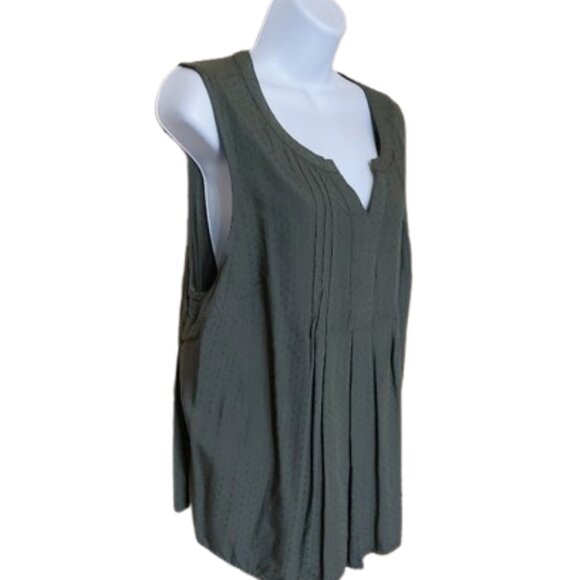Khaki Green Sleeveless Blouse Size - Picture 2 of 4